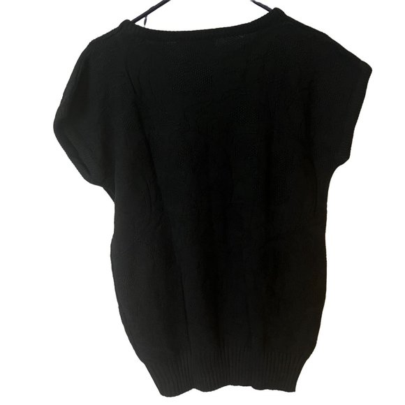 Womens Sweater Vintage TOPPY Cap Sleeve Black Cable Knit USA NEW Size Medium - Picture 8 of 10